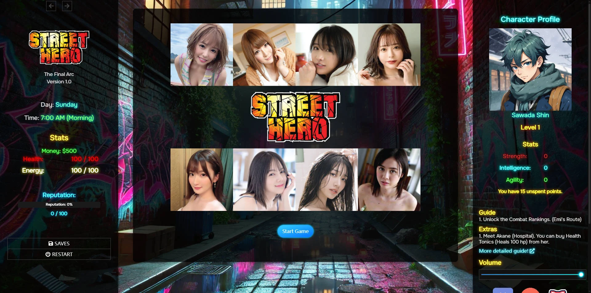 街头英雄【Street Hero V0.8】浏览器汉化版 /22.7G/FM/WY
